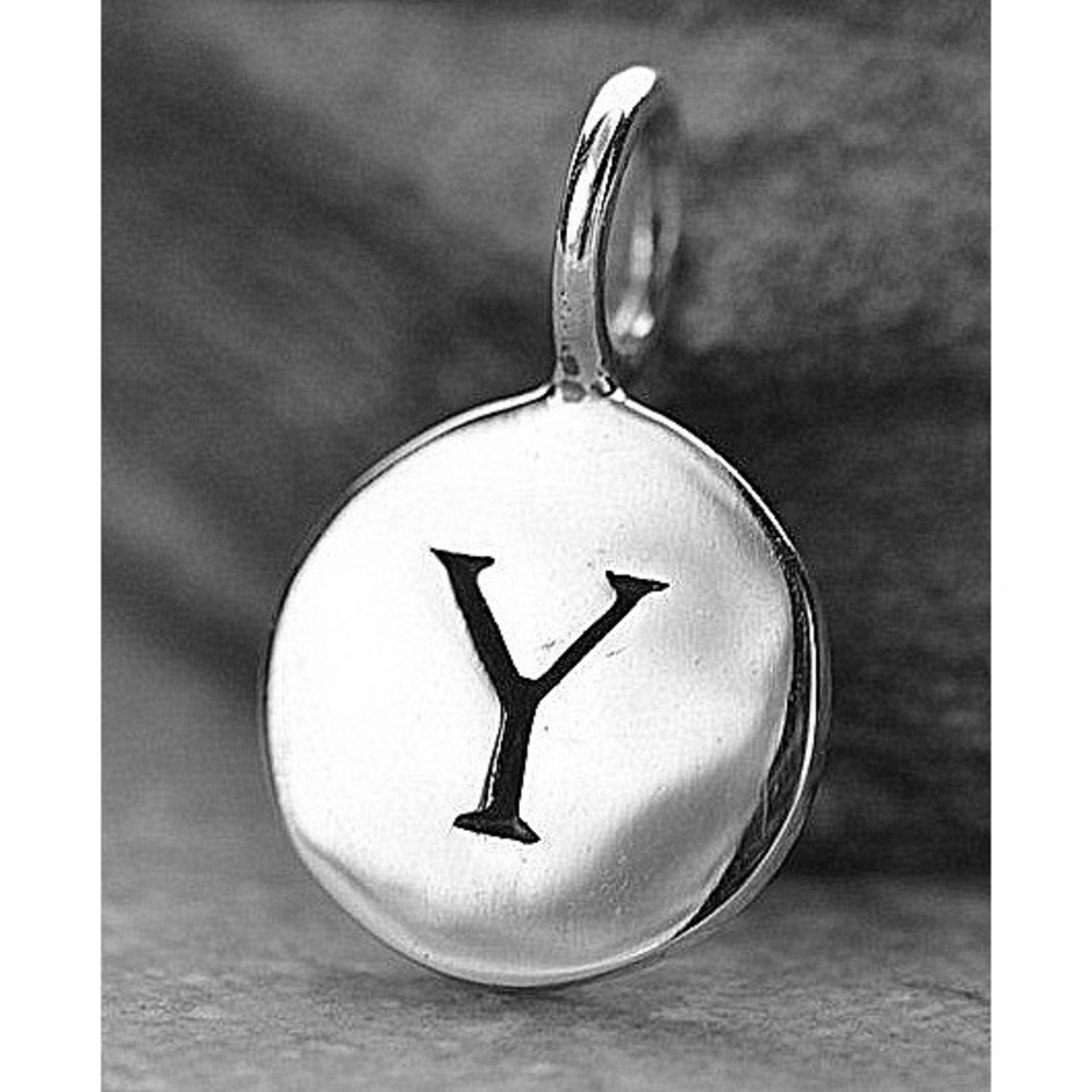 Monogram Sterling Silver Letter "Y" Tiny Charm Typewriter Font bracelet necklace
